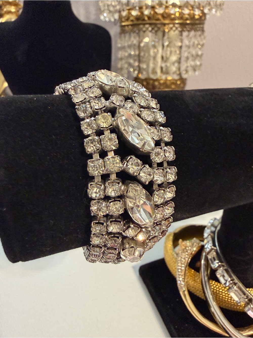 Albert Weiss Silver-Tone Multirow Bracelet with Clear Crystals